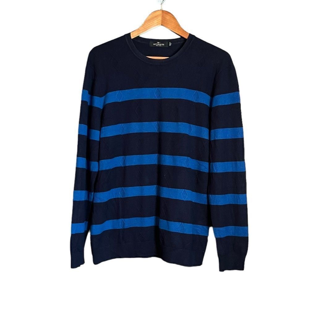 Septwolves wool blend striped crew neck sweater.‎